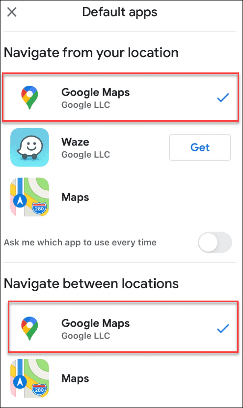 gmail google mapy vybrané jako výchozí