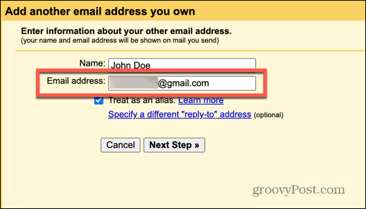 gmail alias e-mailu