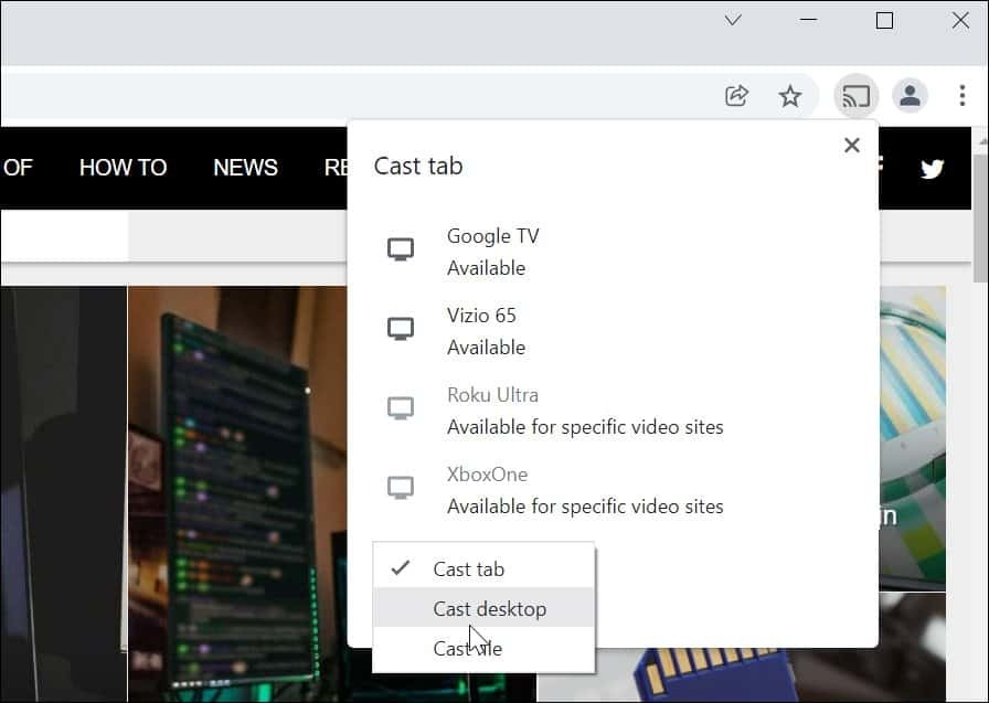 Odeslání systému Windows 11 do Chromecastu
