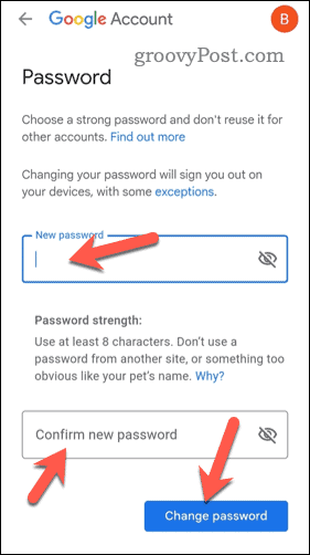 Změňte heslo Gmailu