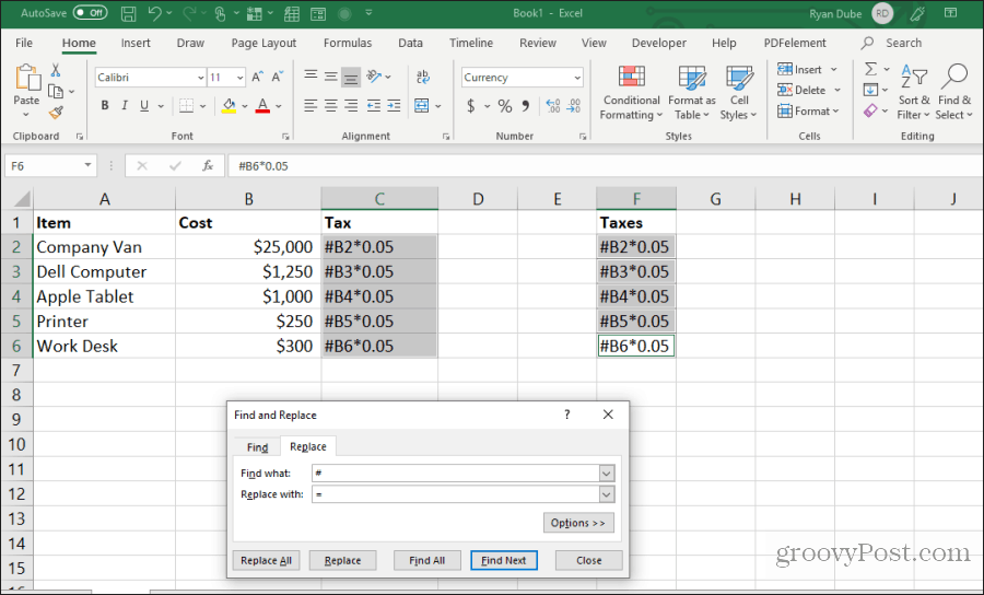 hledat a nahradit vzorec v Excelu
