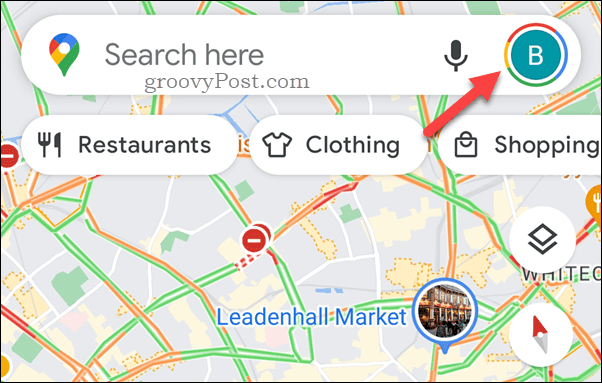 Klepněte na ikonu profilu v Mapách Google