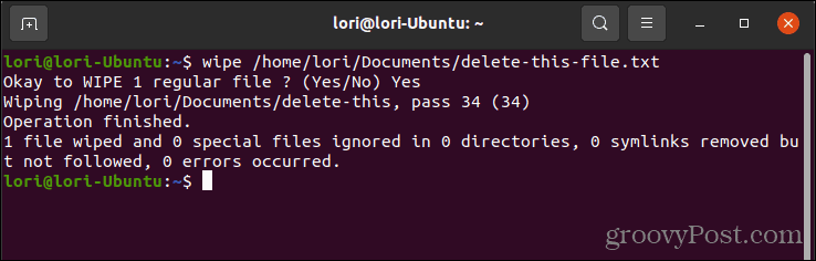 Bezpečně odstraňte soubor pomocí vymazání v Linuxu