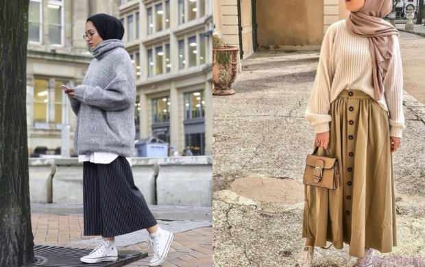 Kombinace svetrů sukně hidžáb instagram