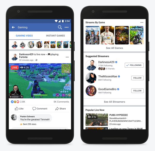 Facebook oznámil Level Up Program, nový program speciálně pro začínající herní tvůrce, a debutovalo na novém místě pro lidi z celého světa, kde mohli objevovat a sledovat herní video streamy Facebook.