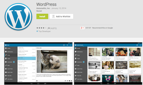aplikace WordPress