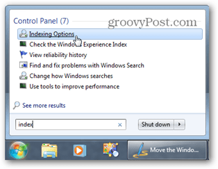 Windows 7 start menu vyhledávání