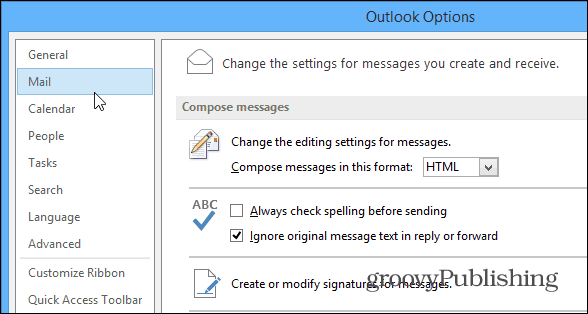 Možnosti aplikace Outlook