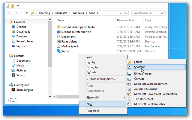 Přidejte rychlé spuštění do nabídky Odeslat do kontextového menu v systému Windows 7