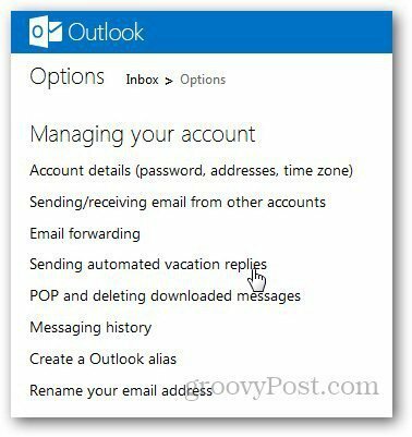 Zpráva o dovolené v aplikaci Outlook 2