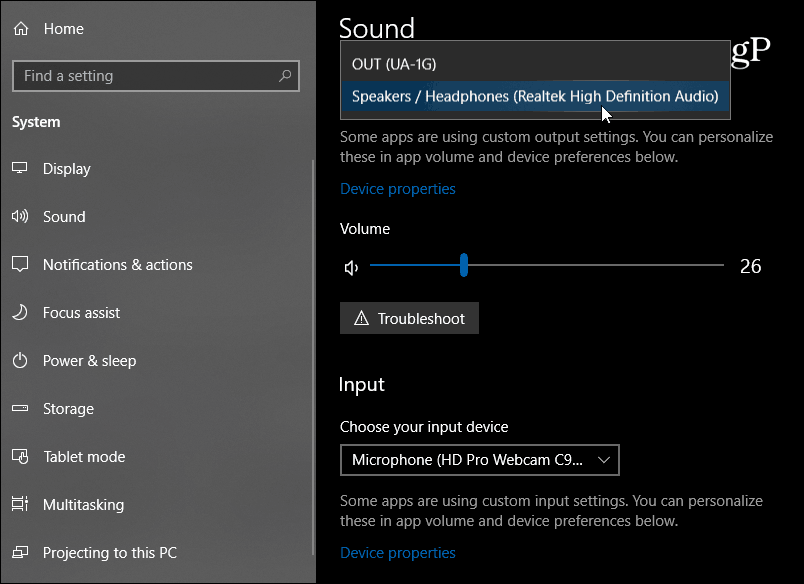 Nové nastavení zvuku Windows 10