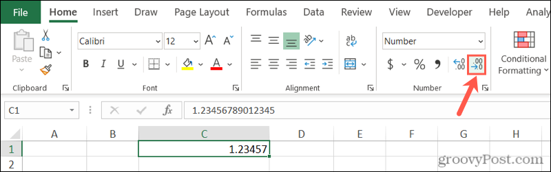 Zmenšit desetinné tlačítko v aplikaci Excel
