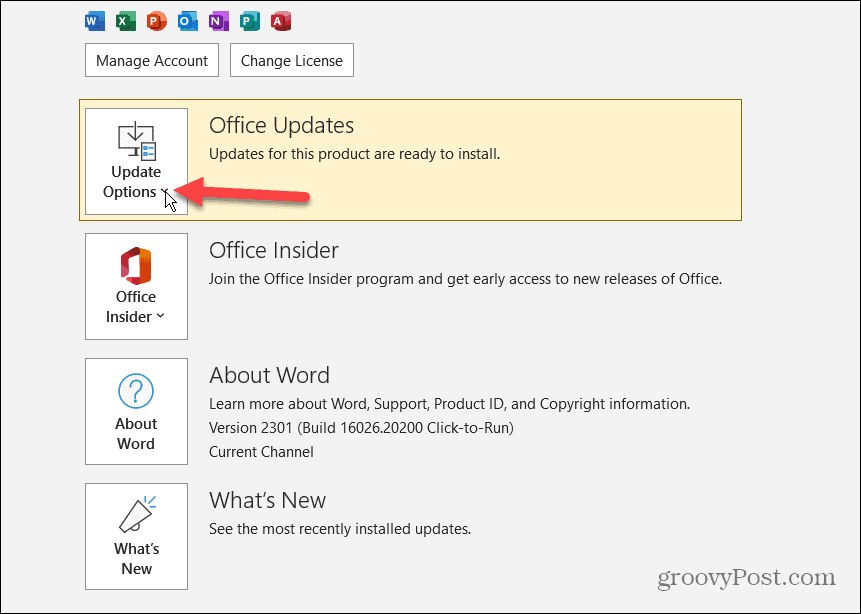Zakázat aktualizace Microsoft Office 