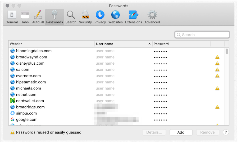 Webová hesla pro Mac