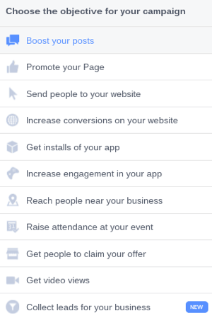 cíl facebookové reklamy