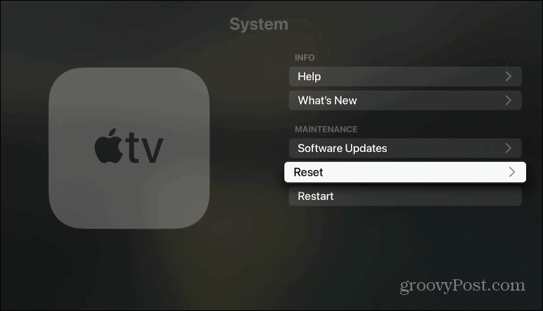 resetovat Apple TV