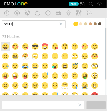 Kliknutím na ikonu jednorožce otevřete knihovnu emodži EmojiOne.