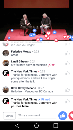 The New York Times poskytuje divákům zážitek z účasti na události prostřednictvím živého vysílání na Facebooku.