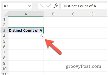 Použití kontingenční tabulky k výpočtu počtu jedinečných hodnot v sadě dat aplikace Excel