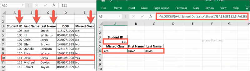 Vzorec VLOOKUP odkazující na více sešitů aplikace Excel