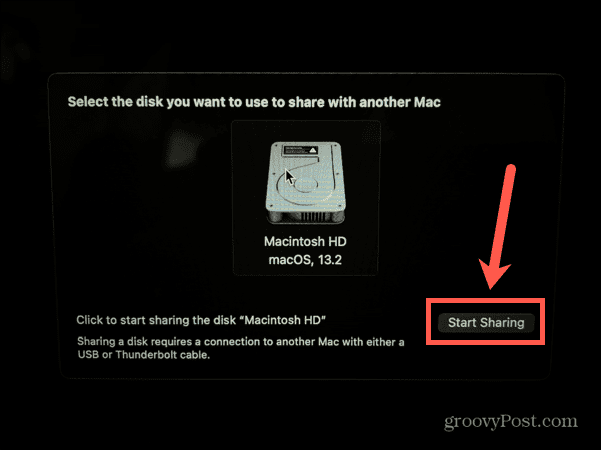 mac začít sdílet disk