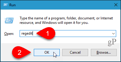 Otevřete Editor registru v systému Windows 10