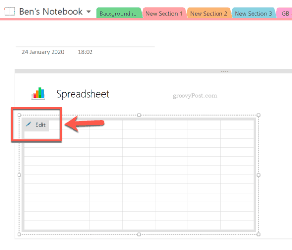 Úpravy nové tabulky aplikace Excel v aplikaci OneNote