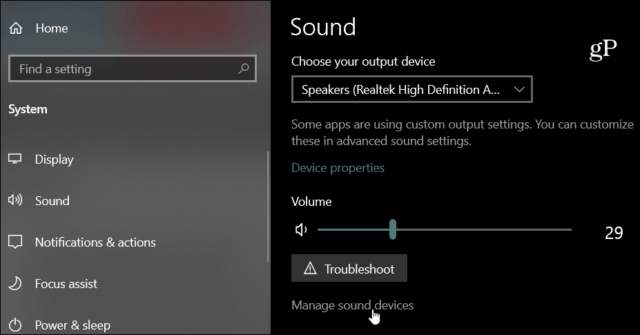 Zvuková zařízení Windows 10