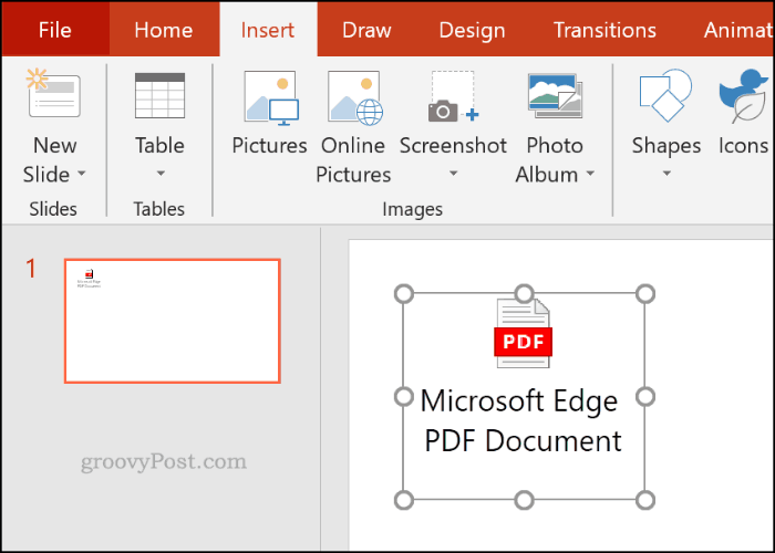 Vložený soubor PDF jako objekt v aplikaci PowerPoint