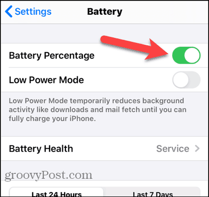Zapněte procento baterie na iPhone 7