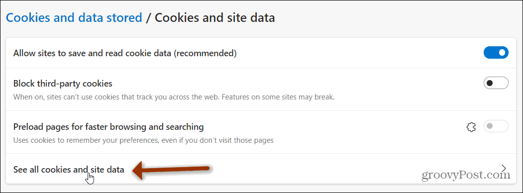 zobrazit všechny soubory cookie a datové okraje stránek