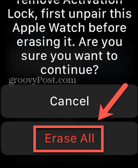 Apple Watch vymazat vše