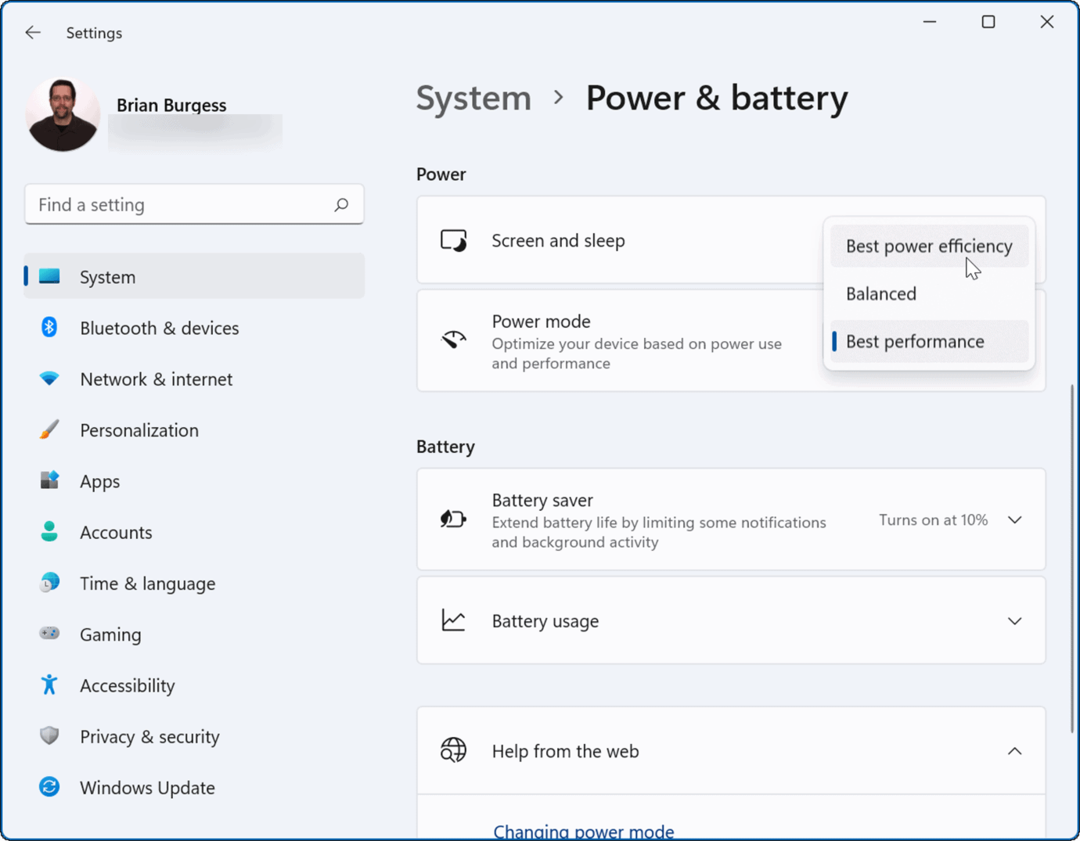 Režim napájení Windows 11 zlepšuje výdrž baterie ve Windows 11