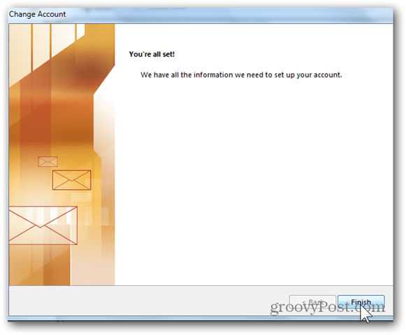 Přidat poštovní schránku Outlook 2013 - Klikněte na Dokončit