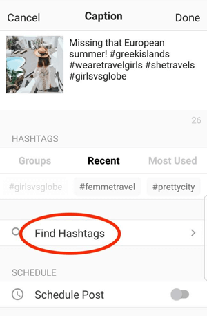 Aplikace Preview vám pomůže najít relevantní hashtagy, které můžete přidat do svého příspěvku.