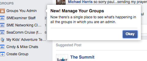 facebookové skupiny, které spravujete