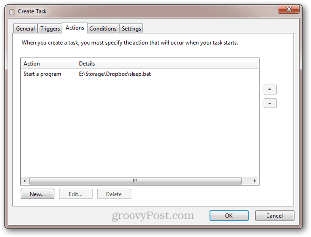 plánovač úloh systému Windows pomocí souboru sleep.bat