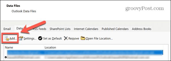 Outlook add datový soubor