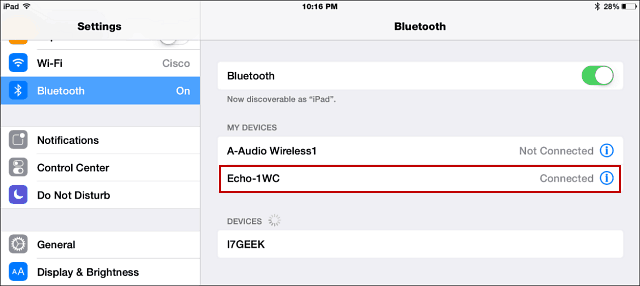 Bluetooth Echo iPad