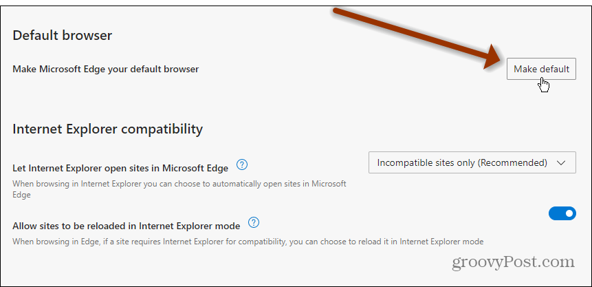 Nastavit Edge jako výchozí Windows 11
