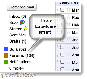 snímek obrazovky gmail pro inteligentní štítky