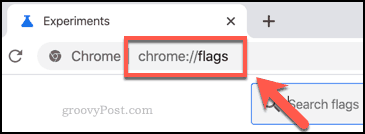 Nabídka Příznaky prohlížeče Chrome je přístupná z adresního řádku