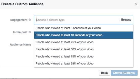 Zúžte své vlastní publikum na Facebooku o procento sledovaného videa.