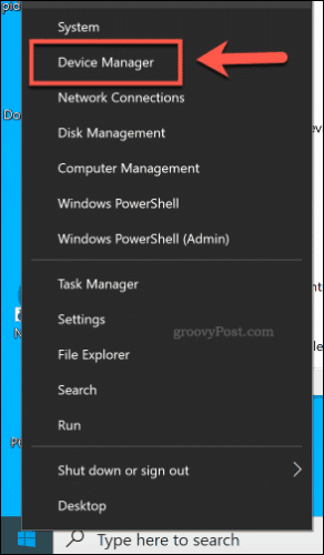 Přístup ke Správci zařízení z nabídky Start v systému Windows 10