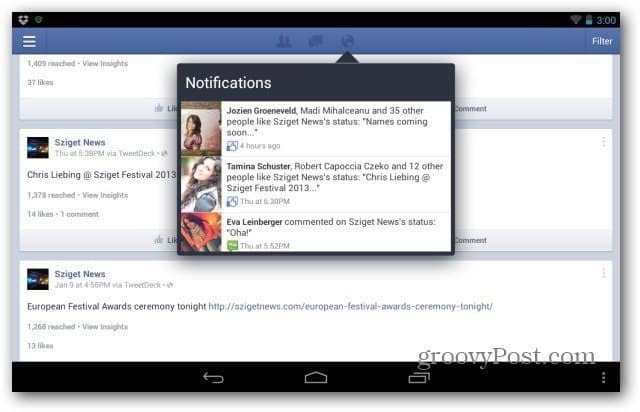 Aplikace Facebook Page Manager pro Android Tour