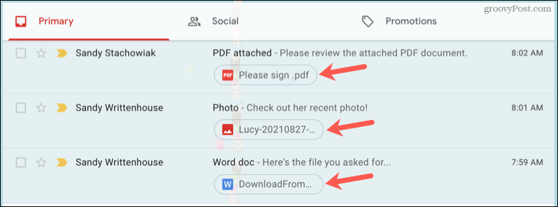 Zobrazit přílohy v doručené poště v Gmailu