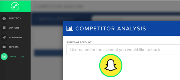 Přidejte uživatelské jméno Snapchat konkurenta, kterého chcete sledovat v Snaplytics.