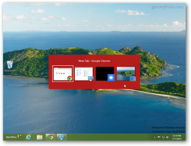 Windows 8 Alt záložku menu