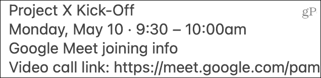 Vložte pozvánku Google Meet