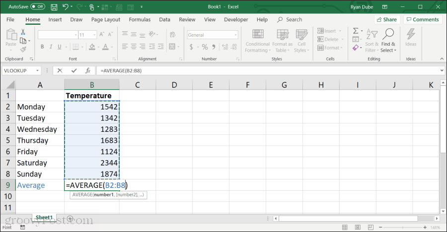pomocí průměrné funkce v Excelu